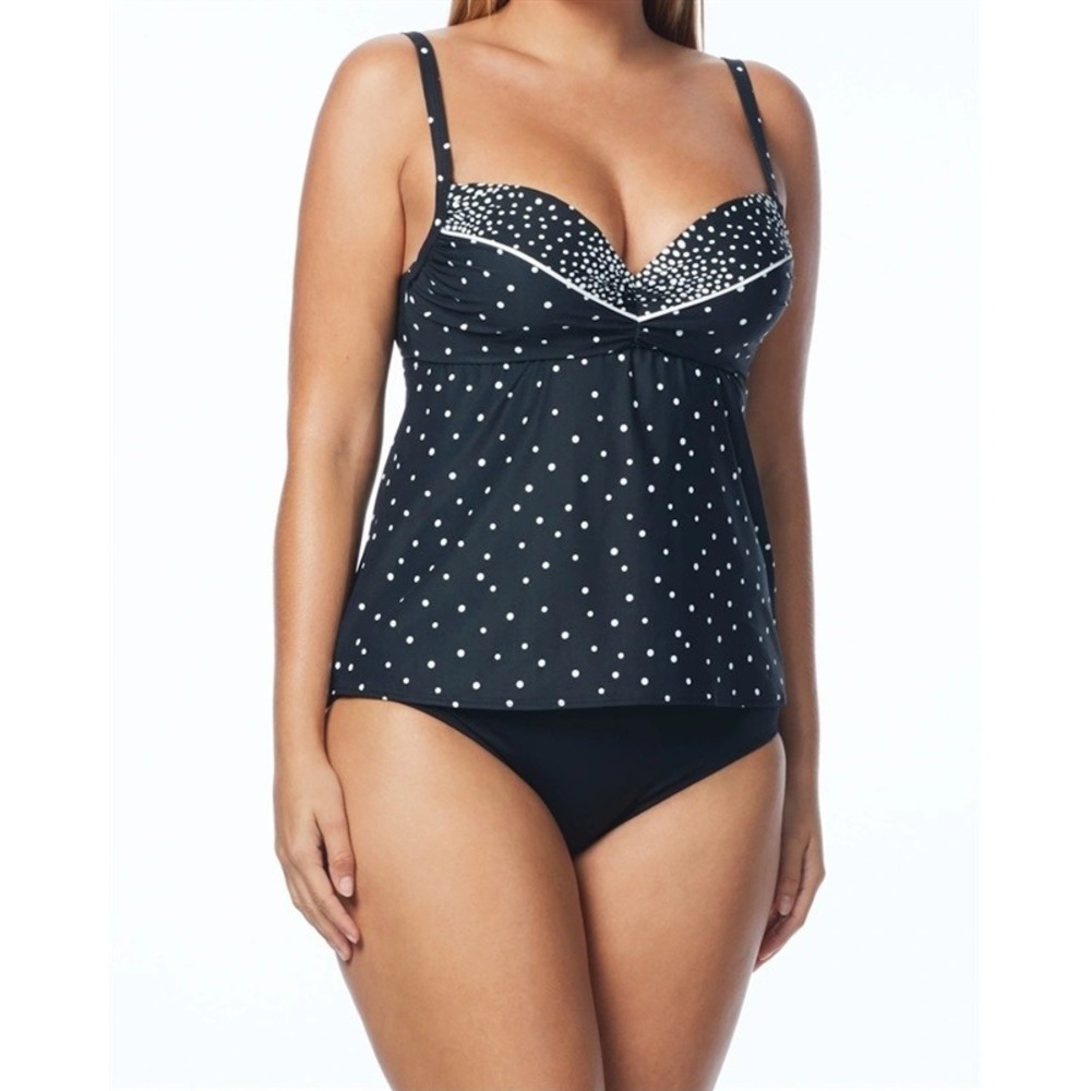 NWT Coco Reef 36/38C DIVINE POWER UNDERWIRE TANKINI TOP CLARITY DOTS 117971